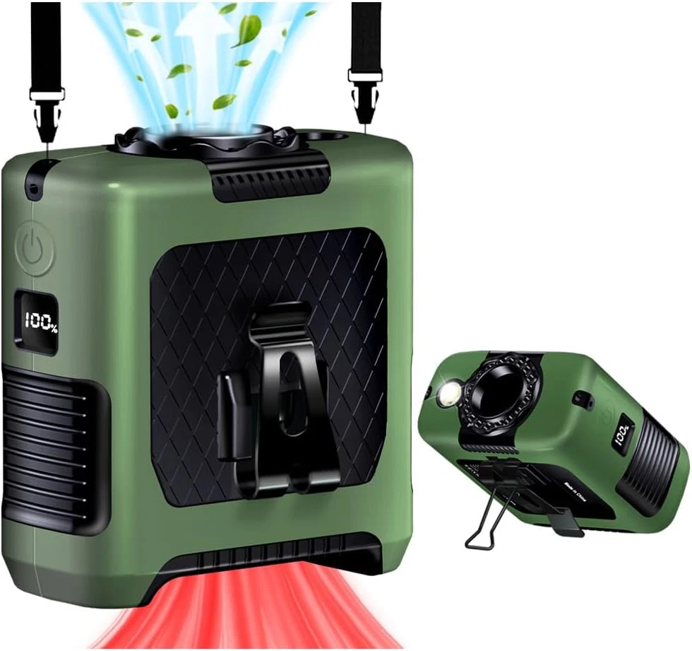 AINFTIME 2025 Portable Waist Clip Body Fan 10000mAh Personal 10000mAH / Green