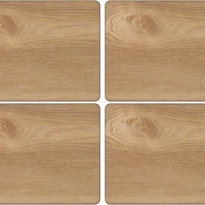 Creative Tops Oak Veneer Placemats Set of 4 – Natural Wood Grain Table Mats, Heat Resistant & Easy Clean 29 x 21.5 cm