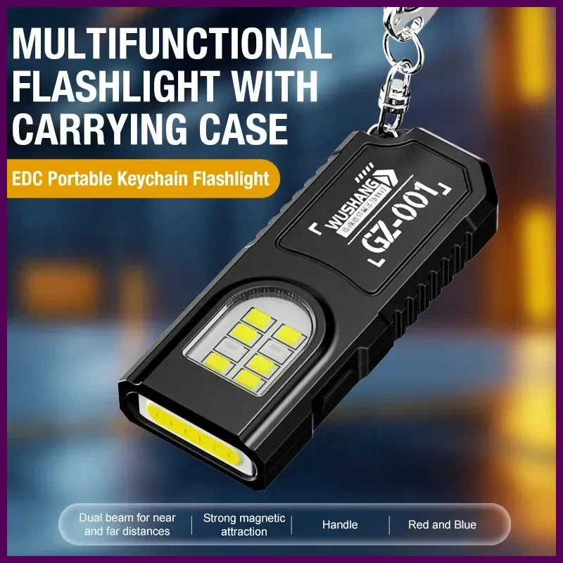 Portable Keychain LED COB Flashlight USB Rechargeable Torch with Pen Clip Powerful Mini Outdoor Working Lantern with Magnetic