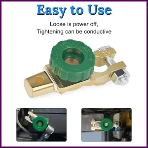 Brass Car Battery Disconnect Switch Heavy-Duty Quick Cut-off Isolator with Knob Anti-Leakage Battery Terminal for 12V/24V
