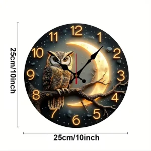 Moonlight Night Wooden Round Silent Hanging Wall Clock For Living Room Bedroom