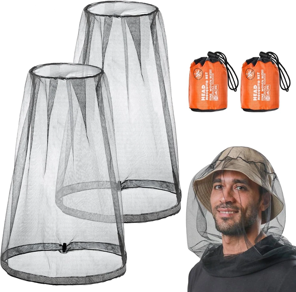 Midge Head Net, Mosquito Head Protecting Net with Storage Bag, Mosquito Head Net