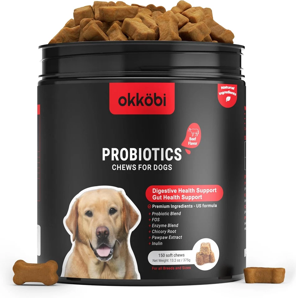 Probiotics for Dogs Chews 150Pcs - Digestive, Gut Health & Diarrhea Support - Pr