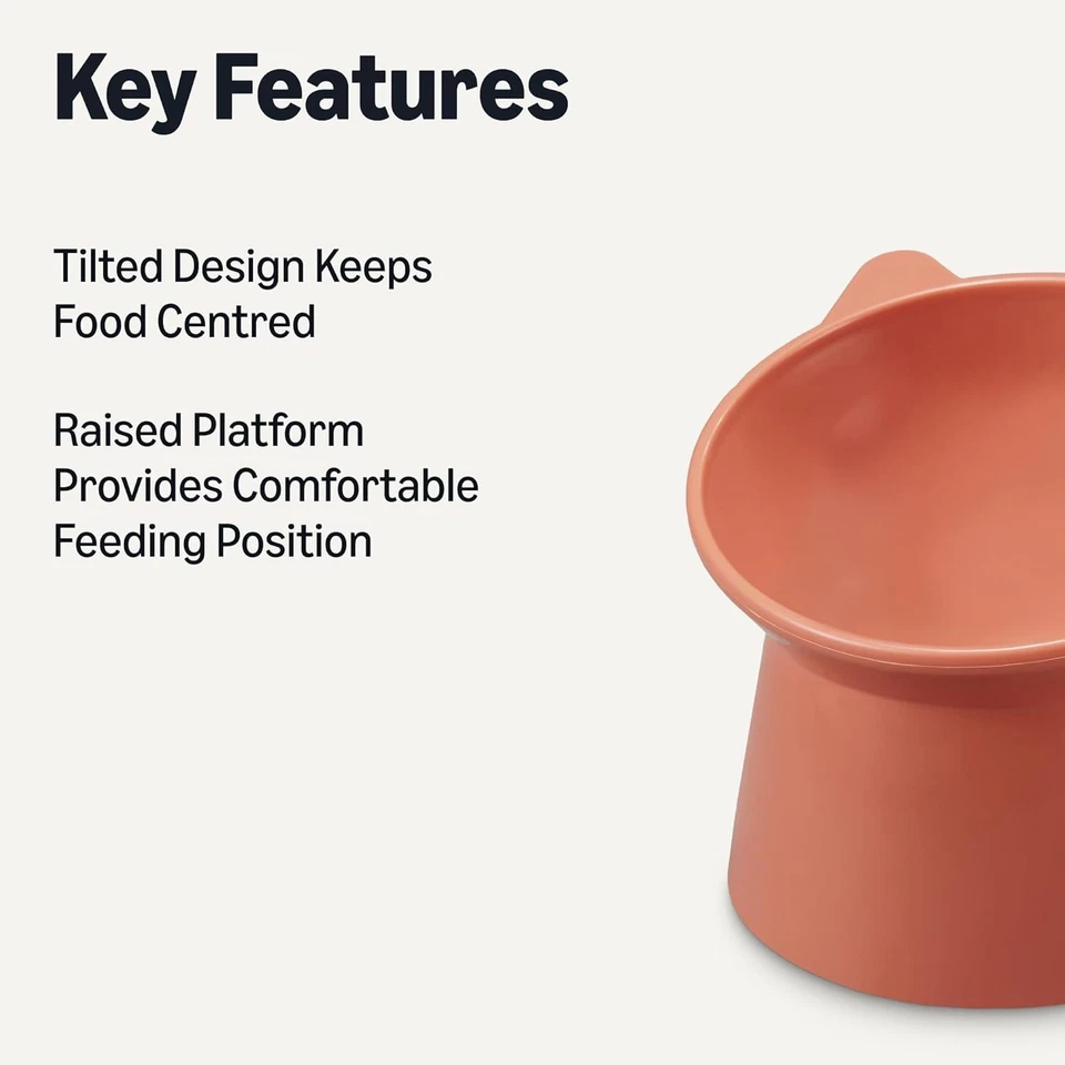 Raised Cat Feeding Bowls, Cat Ear Shape, 2-Pack, 13.2 × 13.2 × 11.4 Cm, Orange a - Image 2