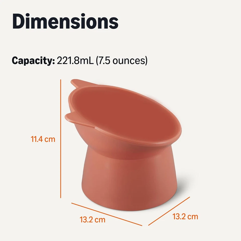 Raised Cat Feeding Bowls, Cat Ear Shape, 2-Pack, 13.2 × 13.2 × 11.4 Cm, Orange a - Image 4
