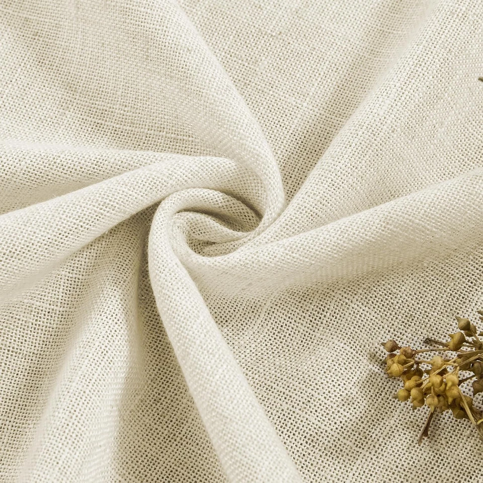 Linen Curtains Eyelet Sheer Net Voile 2 Panels 55" Width X 84" Drop Natural - Image 4