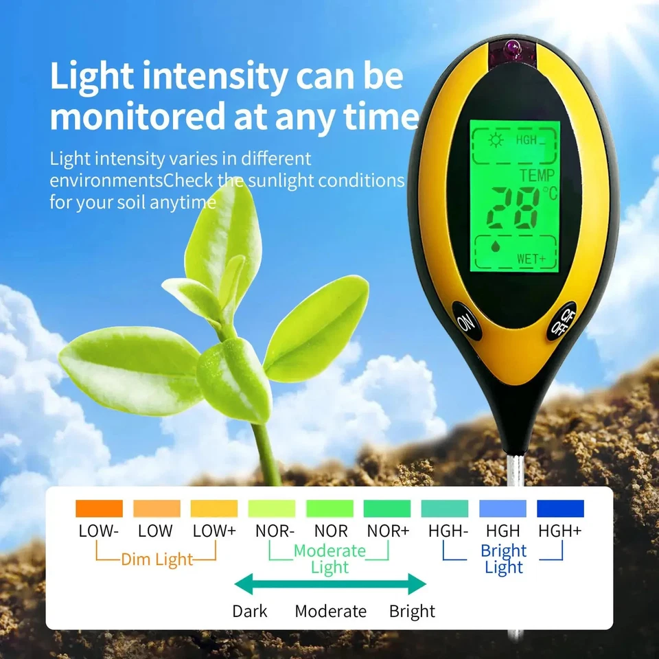 4-in-1 Digital Soil PH Tester, Moisture Temperature Flower Grass Fertility Meter - Image 4