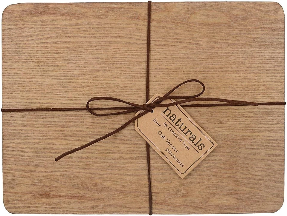 Creative Tops Oak Veneer Placemats Set of 4 – Natural Wood Grain Table Mats, Heat Resistant & Easy Clean 29 x 21.5 cm - Image 2