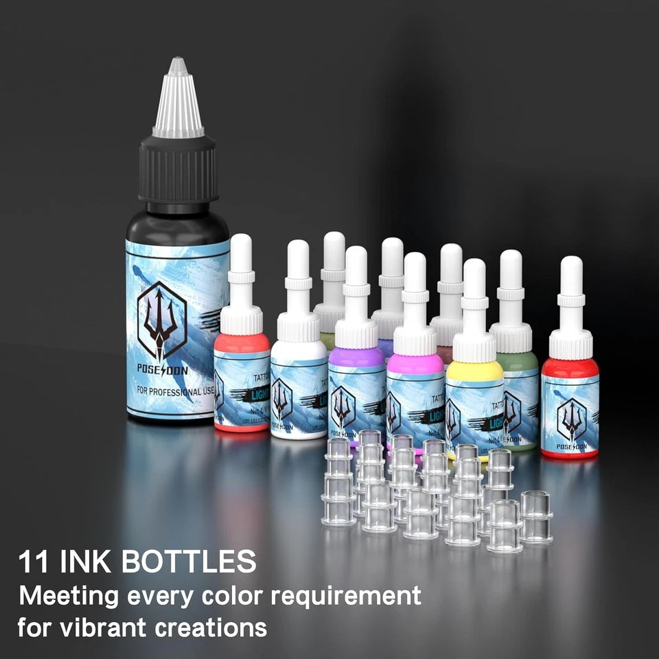 Wireless Rotary Tattoo Machine Kit With 20 Tattoo Cartridge Needles Ink Set - Image 4