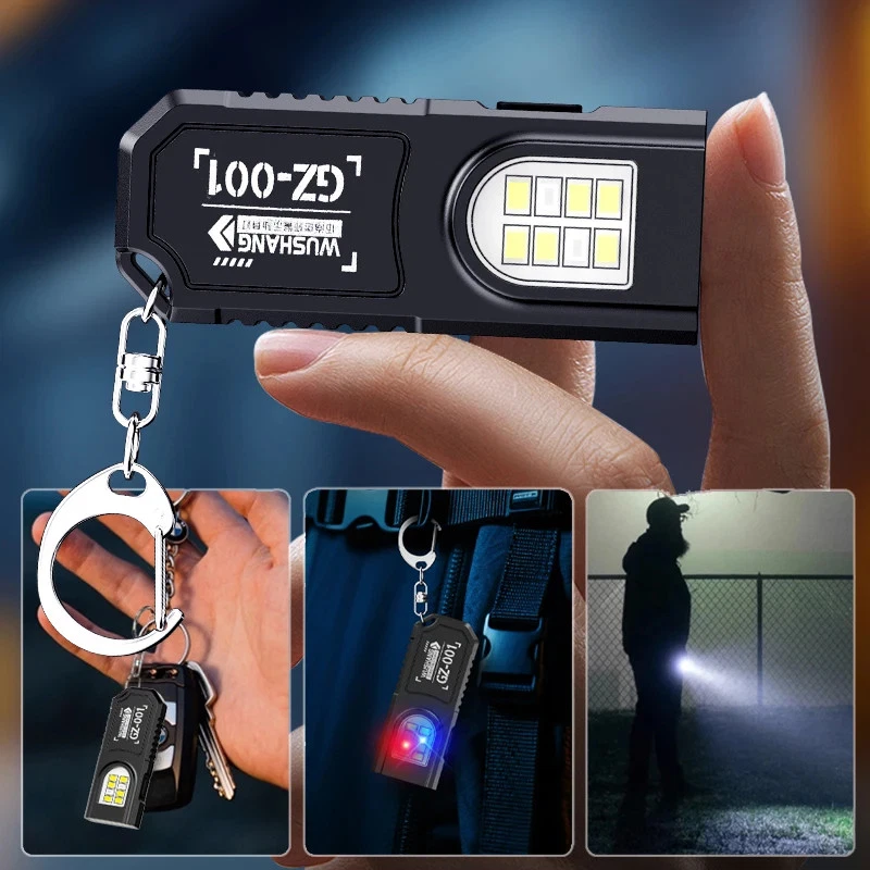 Portable Keychain LED COB Flashlight USB Rechargeable Torch with Pen Clip Powerful Mini Outdoor Working Lantern with Magnetic - Image 2
