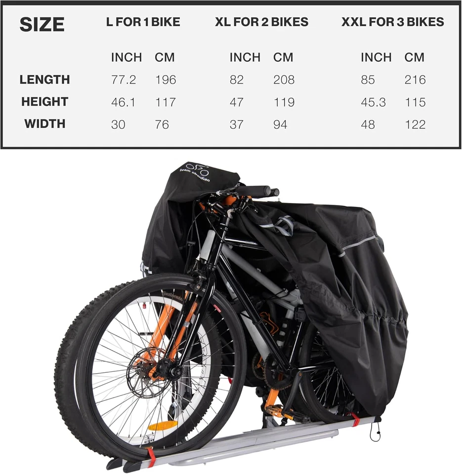 300D Waterproof Bike Cover For Travel Rack Transport 1 To 3 Bikes Lock Holes- XL - Image 3